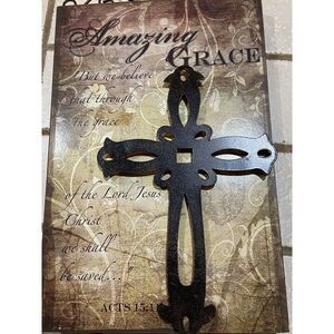 3D‎ Amazing Grace Cross - Metal Cross And  Wall Art - 18" x 9 1/2"